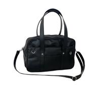 budiniao Sac à bandoulière en PU Sac à main japonais pour femme Sac d'école décontracté Sac à bandoulière Sac JK Convient pour Lolita Comic DIY Jeu de Rôle Avec Sangle (Noir)