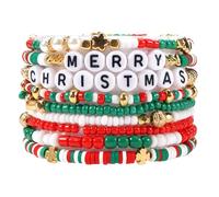 Budsmile Bracelets d'Halloween pour femme Boo Citrouille Crâne Fantômes Bracelet extensible à perles Squelette Chauve-souris Chat Bracelet de Noël Bijoux, Adjustable, Verre, Pas de gemme