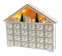 Budstfee Calendrier de l'Avent en Bois, Calendrier de l'Avent Vide réutilisable, Calendrier de Noël Bricolage avec 24 tiroirs, Ornements de Noël LED Uniques pour décorations de Noël (Pas de Batterie)