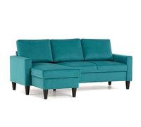 BUDWING Fox Canapé d'angle 3 Places Chaise Longue Reversible Gauche ou Droite (Turquoise)