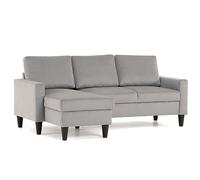 BUDWING Fox Canapé de Salon 3 Places - Chaise Longue d’Angle Réversible Gauche ou Droite - Revêtement en Tissu - Gris Clair