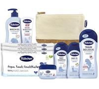 Bübchen Kit de soin pour nouveau-né 7 pièces - Coffret cadeau de produits pour bébé, du shampooing doux à la crème de protection des plaies sans silicone