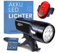 Büchel BLC 720 Kit d'éclairage pour vélo I 70/30/15 Lux I Homologué StVZO avec jusqu'à 14 heures d'autonomie I Lumière de vélo rechargeable LED pour avant + arrière I Feu arrière de vélo avant I Micro