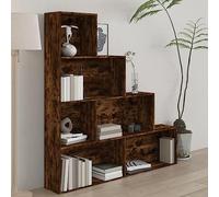 Bücherschrank aus Eiche geräuchert 155x24x160 cm, moderner Bücherregal Schrank mit 5 Fächern, hoher Aufbewahrungsschrank für Wohnzimmer, Büro oder Arbeitszimmer, robustes Regal für Bücher und Deko