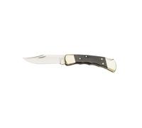 Bück 17112 Couteau Hunter 112 Fg, Lame Acier 420 À Cran, Manche 11 Cm Ébène Avec Empreinte De Doigts, 2 Mitres Laiton