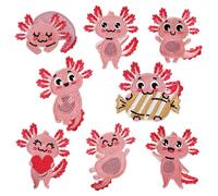 Bügel Applikationen Tiermotiv - 8 Axolotl Patches, Hochwertig Gestickte Aufnäher | Vielseitige Kleidung Dekoration Und Reparatur Für Jeans Jacken T-Shirts Kleider Socken Accessoires