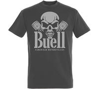 Buell American Motorcycles Skull Piston Mens T-Shirt Unisex Grey Top Tee 3XL
