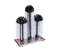 BÜMAG eG Brosses de rinçage professionnelle montées sur 3 piliers - Avec large plaque à ventouse en aluminium - Brosse à vaisselle pour verres 18-24-18 cm.