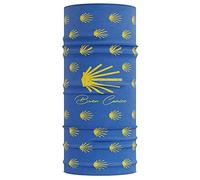 Buen Camino tour de cou multifonctionnel - bleu/jaune, écharpe tubulaire ultralégère pour le chemin de Saint-Jacques, bandana avec effet rafraîchissant, séchage rapide, sans coutures, respirant
