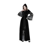 Buen Don Halloween Femme Costume, Déguisement Sorcière Mariée Fantôme Cosplay Femme FêTe Carnaval Cape à Capuche（XL