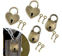 BUENTYA 4 PCS Petit Cadenas Vintage en Alliage de Zinc Robuste 2 Cadenas Coeur Vintage 2 Cadenas de Forme d'Ours avec 8 Clés Mini Cadenas à Clé Antiques pour Valise, Agenda, Boîte, Cadeau(Bronze)