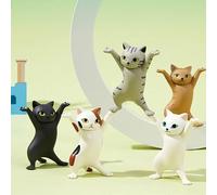 BUENTYA 5 PCS Porte-Stylo de Chat Danse Chat Décorations 5 Styles Support de Papeterie pour Chat en PVC Mini Figurines de Chat Créatif Ornements de Chat pour Décoration de Bureau Lunettes Écouteurs