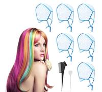 BUENTYA 6 PCS Bonnet de Coloration Cheveux avec Brosse et Crochets, Chapeau de Coloration Plastique, Bonnet à Meches Percée Professionnel, Bonnet à Meches Cheveux pour Coiffeur, Styliste, Maison
