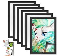 BUENTYA 6 PCS Cadre d'Affichage Magnétique A4 en PVC Cadre d'Information Autocollant Pochette Adhésive A4 de Fermeture Magnétique pour Affiches Publicitaires, POS, Enseignes, Photo,Documents(Noir)
