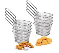BUENTYA 8 PCS Mini Panier à Frites Acier Inoxydable Panier Frites Individuel Inox 10*8.5cm Panier de Friteuse Rectangulaire Plat de Service à Frites pour Frite Poulet Frit Rondelles d'Oignon Crevette