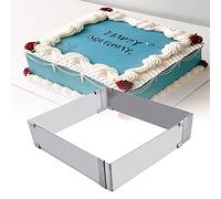 BUENTYA Cercle Patisserie Carré Réglable Cadre Pâtissier Rectangulaire Extensible en Inox Moule à Gâteau en Acier Inoxydable Outil de Cuisson pour Gâteau Mousse Tiramisu Dessert(15*15*5cm-28*28*5cm)