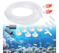 BUENTYA Kit d'accessoires de Pompe à Air d'Aquarium avec 2 Pierres à Air Aquarium 4m Tube à Air Transparent 2 Clapets Anti-Retour 4 Connecteurs de Tuyau d'Aquarium 6 Ventouses pour Aquarium