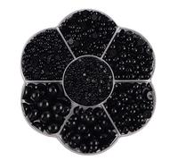 Buer Homie 5600 Demi Perles A Coller, 2/3/4/5/6/8/10 Mm Perle A Coller, Perle Ronde Plate (Noir)