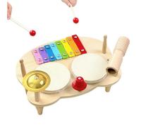 Buerfu Batterie pour - Jouets Musicaux en Bois Multifonctionnels | Set de Percussion Enfant,pour Filles et Garçons Jeu Entraînement Cadeau de Noël et Anniversaire
