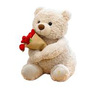 Buerfu Jouet Ours en Peluche - Douce Et Tenant Un Bouquet De Roses,Animal en Peluche Et Oreiller Jouet - pour La Saint-Valentin L Anniversaire Noël Et Les Fêtes