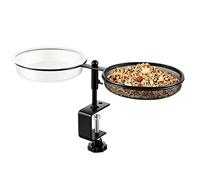 Buerfu Mangeoire pour Oiseaux sur Pied - Pince Réglable 2 en 1 - Support de Mangeoire Extérieur pour Jardin,pour Merlebleu Loriot Corneille Colibri Jardin Cour Terrasse Plateforme Rampe