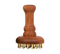 Buerfu Masageur crânien - Peigne de relaxation en cuivre à 24 dents pour la tête,Peigne de massage avec manche en bois,Pour soins à domicile, Spa, pause bien-être, voyage, hommes et