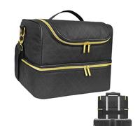 Buerfu Sac organisateur de vernis à ongles, rangement de vernis à ongles,Sac de kit d’ongles | Le sac organisateur de vernis à ongles double couche contient 60 bouteilles et une lampe à ongles UV