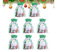 Buerfu Sacs à cordon pour emballage cadeau de Noël | 8 Pièces de Sacs à Cordon d'Emballage pour Noël | Articles Réutilisables pour Remplissage de Bas, Décoration de Sapin, Cadeaux de Fête pour et
