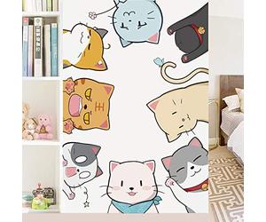 BuerHomie Stickers Muraux Enfant, Autocollant Mural les Chats Chatons, Déco Murale pour les chambres de bébé Garçon Fille