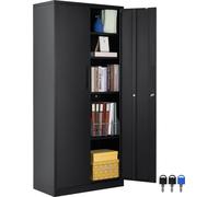 Büro-Meisterwerk - Armoire à 5 étages avec portes magnétiques - 90,72 kg par étagère - Verrouillable - Armoire de bureau métallique - Noir