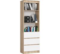 BÜROREGAL R 60 cm CLP 3 SCHUBLADEN 2 ABLAGEN SONOMA EICHE / WEIß