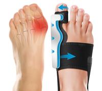 BUERPINKING Lot de 2 correcteurs d'attelle d'hallux valgus - Avec 2 séparateurs d'orteils, ajusteurs de gros orteils, ajustement réglable, correcteur de bunion pour homme et femme, jour et nuit