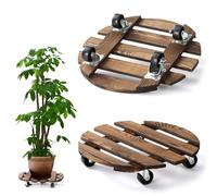 BUERPINKING Porte Plante a roulettes, Lot de 2 Supports de Pots de Fleurs à roulettes Ø 300 mm, Support Plante Roulette, Capacité de 100KG, Plateau a Roulette pour Extérieur à Intérieur