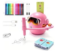 BUERPINKING Robot de coloriage pour enfants à partir de 3, 4, 5, 6, 7, 8 ans, pour l'éducation de la petite enfance, avec stylo et cartes, pour garçons et filles, rose