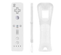 BUERTT Manette de rechange pour Wii Télécommande sans fil avec étui en silicone et dragonne pour Wii Nintendo & Wii U Blanc