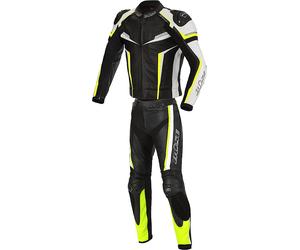 Büse Mille Costume en cuir de moto deux pièces, Noir/Blanc/Jaune, Taille 54