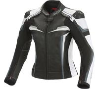 Büse Mille Veste en cuir de moto pour dames, Noir/Blanc, Taille 40