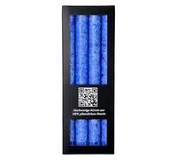 Bütic GmbH Lot de 4 bougies à tige en stéarine colorées 250 mm x Ø 22 mm - Bougies marbrées avec combustion sans résidu, durée de combustion de 10 h, faible suie, sans odeur, couleur : bleu foncé