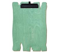Bütic Porte-bloc en bois vert menthe pour DIN A3 A4 A5 A6 en contreplaqué de bouleau de 3 mm et scellé avec un vernis transparent résistant, format : A4 haut, pince : pince à étrier, porte-stylo noir