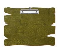 Bütic Porte-bloc en bois vert olive pour DIN A3 A4 A5 A6 en contreplaqué de bouleau de 3 mm et scellé avec un vernis transparent résistant, format : A4 paysage, pince : pince à étrier argentée