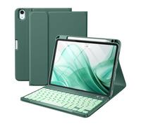 Bueuwe Coque Clavier pour iPad 10,2 Pouces 9e/8e/7e génération/Air 3/Pro 10,5,Clavier Bluetooth sans Fil Amovible, rétroéclairage 7 Couleurs,Night Green