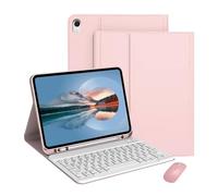 Bueuwe Coque Clavier pour iPad Pro 11 Pouces M5 2025 / M4 2024, Clavier Bluetooth sans Fil Amovible, Souris Bluetooth,Soft Pink