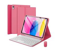 Bueuwe Coque Clavier pour iPad Pro 11 Pouces M5 2025 / M4 2024, Clavier Bluetooth sans Fil Amovible, Souris Bluetooth,Rose