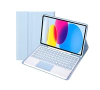 Bueuwe Étui avec clavier Bluetooth avec pavé tactile, porte-crayon, pour iPad 9,7" 6e génération 2018, iPad 5e génération 2017, iPad Air 2/1, Pro 9,7", bleu