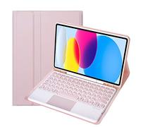 Bueuwe Étui avec clavier Bluetooth avec pavé tactile, porte-crayon, pour iPad 9,7" 6e génération 2018, iPad 5e génération 2017, iPad Air 2/1, Pro 9,7", rose