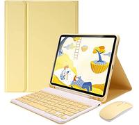 Bueuwe Étui clavier pour iPad Pro 12,9" 2017/2015 (2ème et 1ère génération), coque en TPU souple, [rétroéclairé 7 couleurs] Clavier magnétique détachable avec pavé tactile, jaune, iPad Pro 12.9 2021