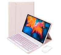 Bueuwe Étui Clavier pour Lenovo Tab P11 Pro 2Nd 2022 11,2" TB132FU TB138FC, AZERTY Français, Clavier Amovible Rétroéclairé avec Souris Bluetooth,Rose