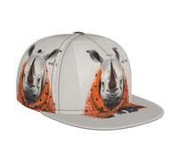 Buewutiry Casquette de baseball Flat Bill pour homme et femme - Polka Dot Rhino Welcome Chapeaux de camionneur plats réglables à snapback Chapeaux de papa pour homme noir