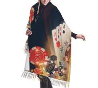 Buewutiry Châle pour femme - Jetons de poker de casino surdimensionnés pour l'automne et l'hiver - Écharpe tendance pour femme