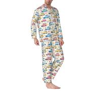 Buewutiry Ensemble de pyjama pour homme - Vêtements de nuit à manches longues pour voyage, camping-car, VUS, vêtements de nuit pour homme, Noir/blanc, S